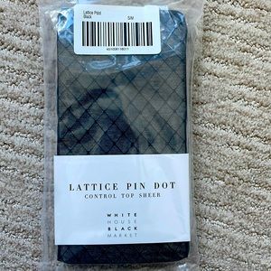 White House Black Market NWT Control Top Sheer Lattice Pin Dot Tights, size S/M